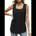 thumbnail image 3 of Camiseta Sin Mangas con Cuello Cuadrado y Volantes para Mujer, Camiseta Sin Mangas A Rayas, Informal, Holgada, de Verano Negro XXL, 3 of 9
