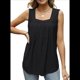 thumbnail image 3 of Camiseta Sin Mangas con Cuello Cuadrado y Volantes para Mujer, Camiseta Sin Mangas A Rayas, Informal, Holgada, de Verano Negro M, 3 of 9