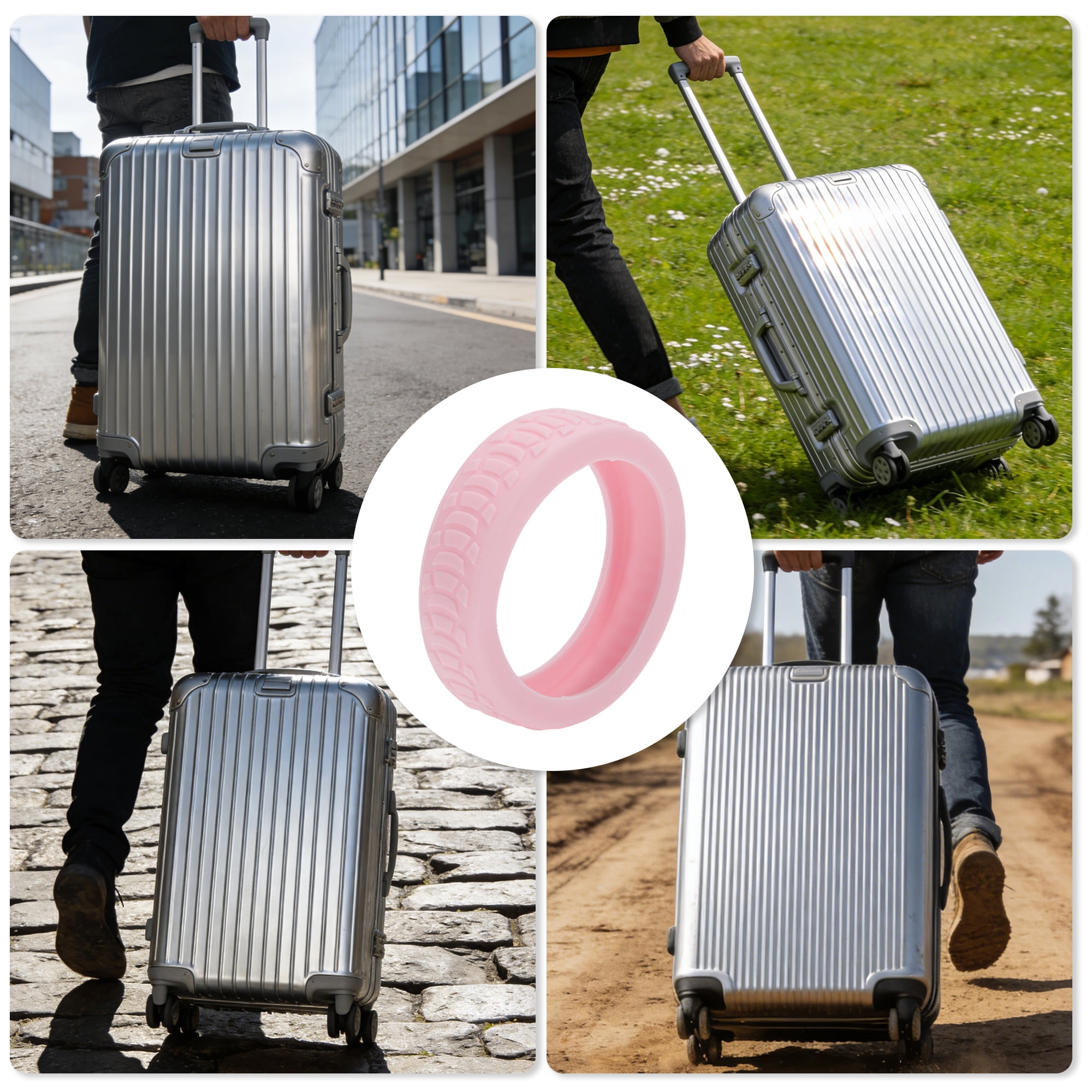 Unique Bargains Durable Convenient Luggage Wheel Covers for Travel 4Pcs Pink
