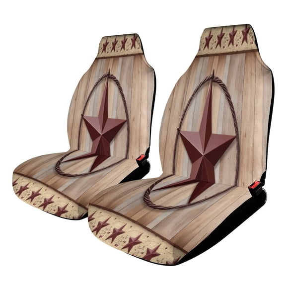 Rustic Star Wreath Decor Set of 2 Car Seat Covers Seat for Carseats Front Seat Auto Car Interior Accessories Universal 2 Piece