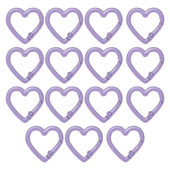 Uxcell Heart Shaped Hook Clip [15 Pack] - Keychain Clip Spring Snap Hook [Light Purple/Aluminum Alloy]