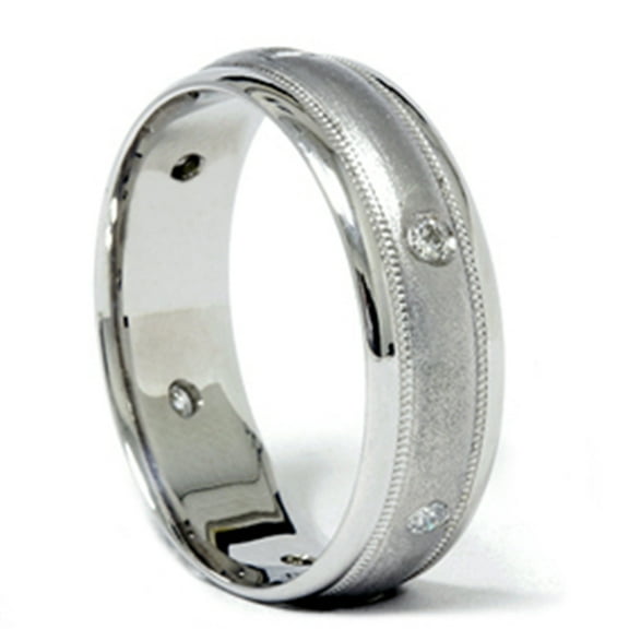 Pompeii Mens Diamond Brushed Wedding Ring Band 14K White Gold (G/H,SI)