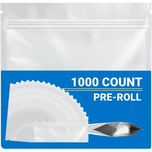 Loud Lock Mylar Bags 1000 Count 2.27" x 6" All White - Resealable Food Storage Mylar Bags