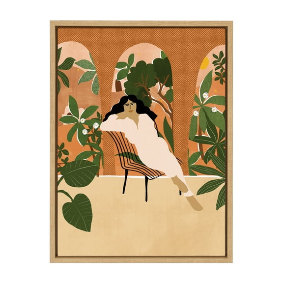 Kate and Laurel Sylvie Mediterranean Life Framed Canvas Wall Art by Alja Horvat, 18x24 Natural, Decorative Midcentury Art Print for Wall