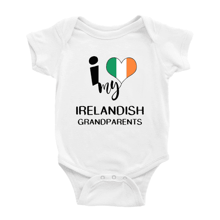 

I Heart My Irelandish Grandparents Ireland Love Flag Baby Clothes (White 18-24 Months)