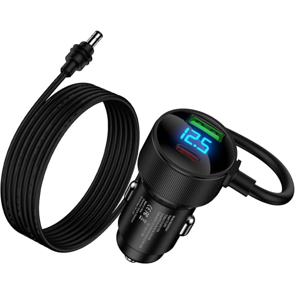 Starlink Mini Cable Car Adapter 3 in1 Starlink Car Charger 10FT DC Power Cable with Digital Display 12V-48V Cigarette Lighter Adapter Durable USB C PD 30W and USB A 18W Ports for Cars,SUVs,Trucks,RV