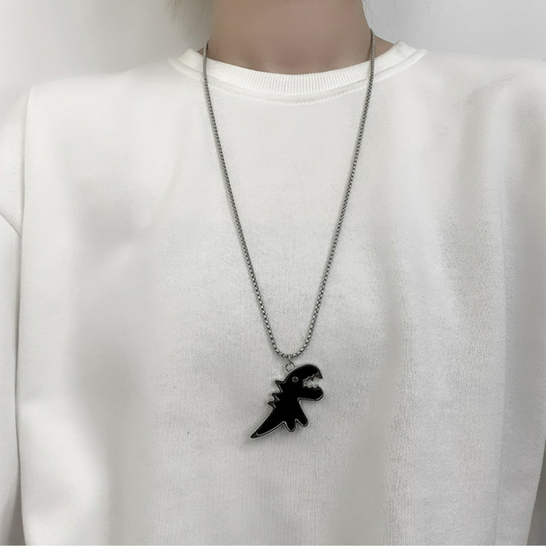 WYBAXZ Key Necklace Exaggerated Dinosaur Necklace Personality Cool Pendant  Street Necklace Jewelry Valentine's Day Gift Boyfriend Initial Necklace