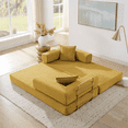 thumbnail image 4 of Convertible Couch Sofa Bed Foldable Floor Sleeper | Modern Fold Out Deep Seat Couch | Removable Backrest & Armrests | No Assembly Compression Sofa Sleeper for Living Room, Bedroom, Corduroy Yellow, 4 of 12