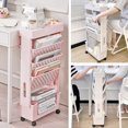 thumbnail image 6 of 5 Tier Rolling Utility Cart Multi-Functional Movable Storage Book Shelves with Lockable Casters for Study Office Kitchen Classroom, Pink, 6 of 16