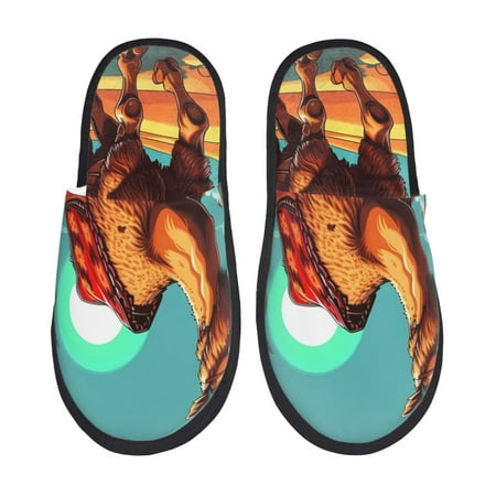 Balery Cool Camel Oasis Vibes Slient Indoor Furry Fleece Comfort House Shoes Soft Non-Slip Home Shoes Cotton slippers House Slippers-- Large