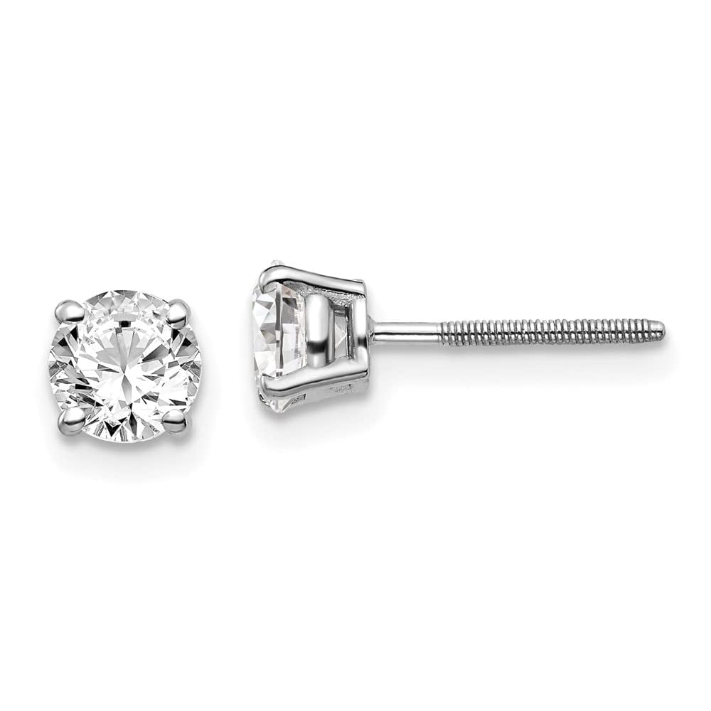 14K White Gold 1.00ct SI3 G-I Diamond Stud Thread On and Off Post Earrings