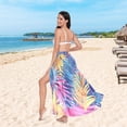 thumbnail image 5 of Women's Beach Swimsuit Cover Ups Bathing Suit Coverups Bikini Wrap Dress for Swimwear Colorful Tropical Palm Leaves, 5 of 7