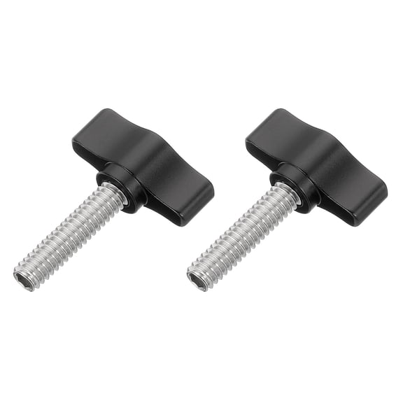 Uxcell 2 Pcs 1/4" - 27 Thumb Screw, 304 Stainless Steel Threaded Knurled Thumbscrew