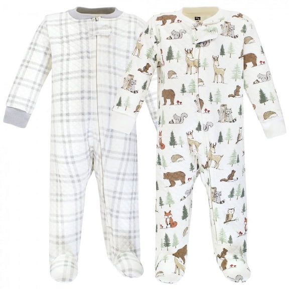 Hudson Baby Infant Boy Premium Quilted Zipper Sleep and Play, Forest Animals, Preemie