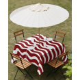 thumbnail image 3 of Outdoor Tablecloth with Umbrella Hole, Red White Spillproof Waterproof Outdoor Table Cover, Modern Abstract Waves Water Ripple Striped Patio Tablecloths for Party/Garden/Picnic, Square 54"x54", 3 of 9
