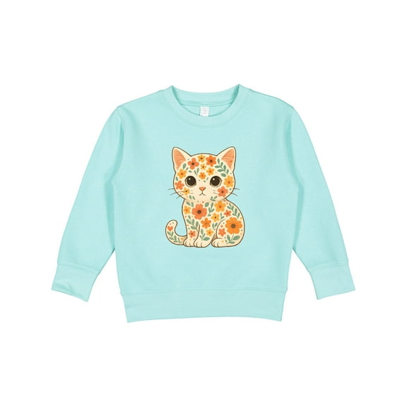 Inktastic Retro Kitty Cat Flowered Toddler Sweatshirt