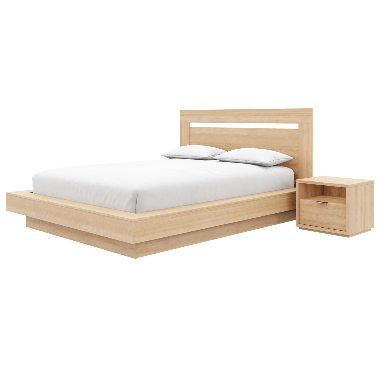 Stanley 3 Piece Bedroom Set with Headboard, Slatted Bedframe, 1 Nightstand