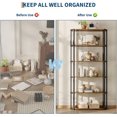 thumbnail image 7 of Memoryfield 6 Tier Bookshelf with Metal Frame, Industrial Tall Bookcase, Freestanding Open Back Display Rack, Storage shelf, for Bedroom, Living Room, Brown, 7 of 7