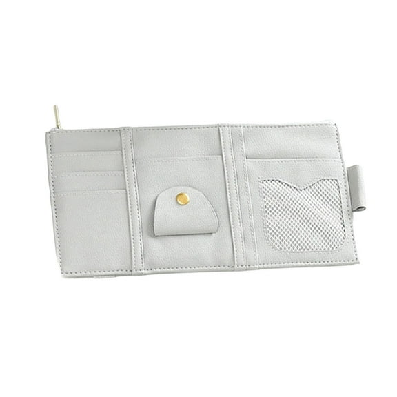 Car Sun Visor Organizer, Storage Pouch With Big Zipper Pocket, Sunglasses Holder & Elastic Bands, For Car Truck SUV Storage Pouch Accessories, Multi-Pocket Visor Organizer-grey