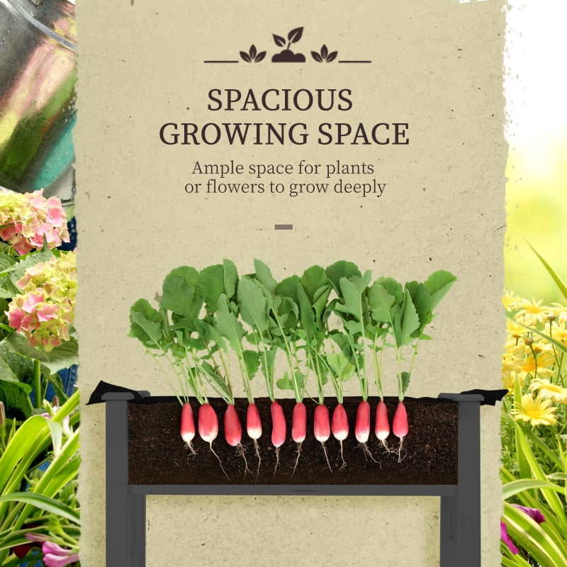 Alvantor Dark Grey 48' L x22' W x46' H Wooden Raised Planter Box with Greenhouse PE Cover