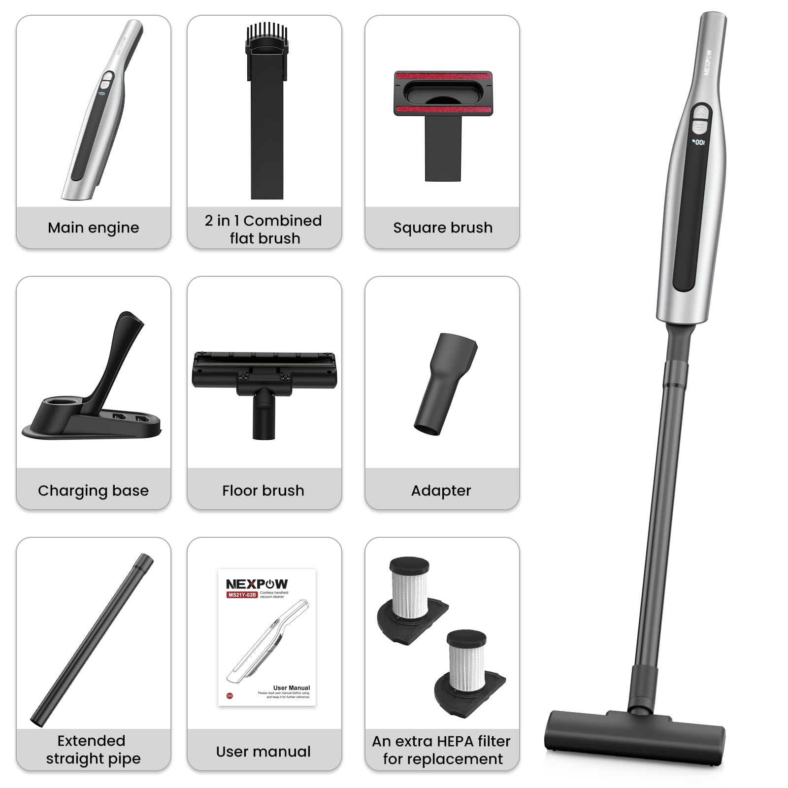 AUOSHI Cordless Handheld Vacuum Cleaner, 120W 18KPa Strong Suction, Dual HEPA Filtration, Portable Car and Home Vacuum with Multiple Attachments, USB-C Charging, One-Touch Empty Dust Cup
