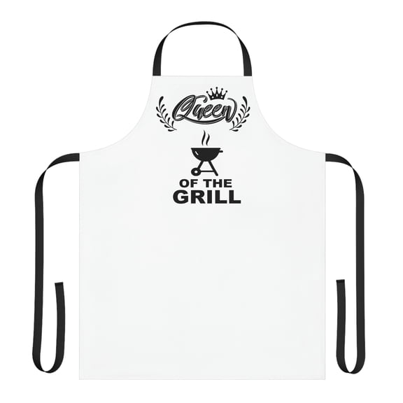 Queen of the Grill BBQ Cooking Apron, White