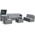 thumbnail image 2 of Gymax Set of 8 Gray Rattan Wicker Sofa & Table Outdoor Cushioned Sectional Patio Furniture, 2 of 10