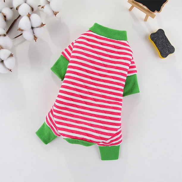 Ropa de invierno para mascotas de cuatro patas acolchada vacía, ropa de invierno de una pieza para perros con rayas frescas