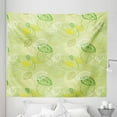 thumbnail image 1 of Floral Tapestry, Repeated Leaf Designs Colored in Apple Green Fern Green White Yellow, Fabric Wall Hanging Decor for Bedroom Living Room Dorm, 5 Sizes, Multicolor, by Ambesonne, 1 of 1
