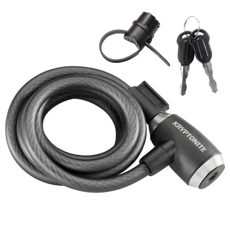 Kryptonite Kryptoflex Bike Lock Cable, 2Ft/6Ft/10Ft Long 12Mm Thick Heavy Duty Braided Steel Cable Anti-Theft Security Lock For Outdoor Equipment, Combination/Key Bike Lock, Black