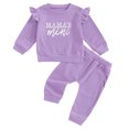 thumbnail image 6 of KPOPLK Baby Girls Ribbed 2 Piece Outfit MAMA'S MINI 3M 6M 9M 12M 18M 24M 2T 3T 4T Sweatshirt and Pants Set Clothing,Size 3-6 Months, 6 of 7