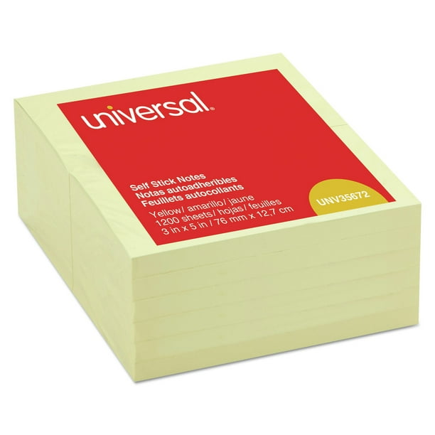 SelfStick Note Pads 3 in. x 5 in. Yellow 100 Sheets (12/Pack