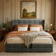 thumbnail image 3 of Cama elevable con espacio de almacenamiento, estructura de cama tapizada con cabecera moderna con respaldo alto, soporte de listones de madera, soporte hidráulico, no necesita somier, 3 of 9