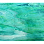 OCEANSIDE STAINED/FUSING GLASS SHEETS - AQUA-LIME PEARL OPAL FUSIBLE (Large 12" x 16")