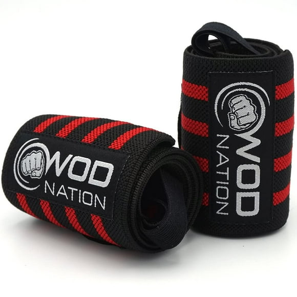 WOD Nation Wraps de Poignet pour Hommes et Femmes - Ensemble de 2 (12 Pouces Ou 18 Pouces) (18 Pouces - Noir/rouge)