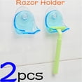 thumbnail image 2 of 2PCS Plastic Super Suction Cup Razor Rack Plastic razor Clear Bathroom Razor Holder Shaver Storage Rack Bracket, 2 of 8