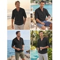 thumbnail image 6 of COOFANDY Men's Long Sleeve Cotton Linen Henley T-Shirt - Hippie Casual Beach Tee, 6 of 8