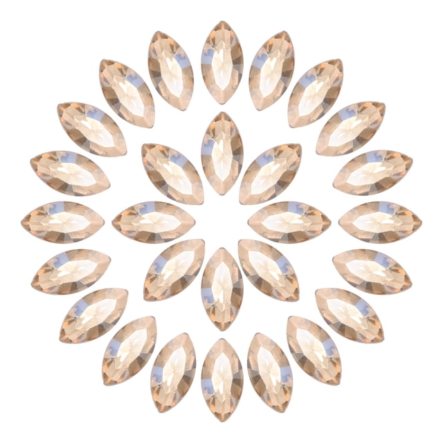Uxcell 50Pcs Horse Eye Shape Rhinestones Glass Point Back Beads for Jewelry Making, Pink Gold 6x12mm