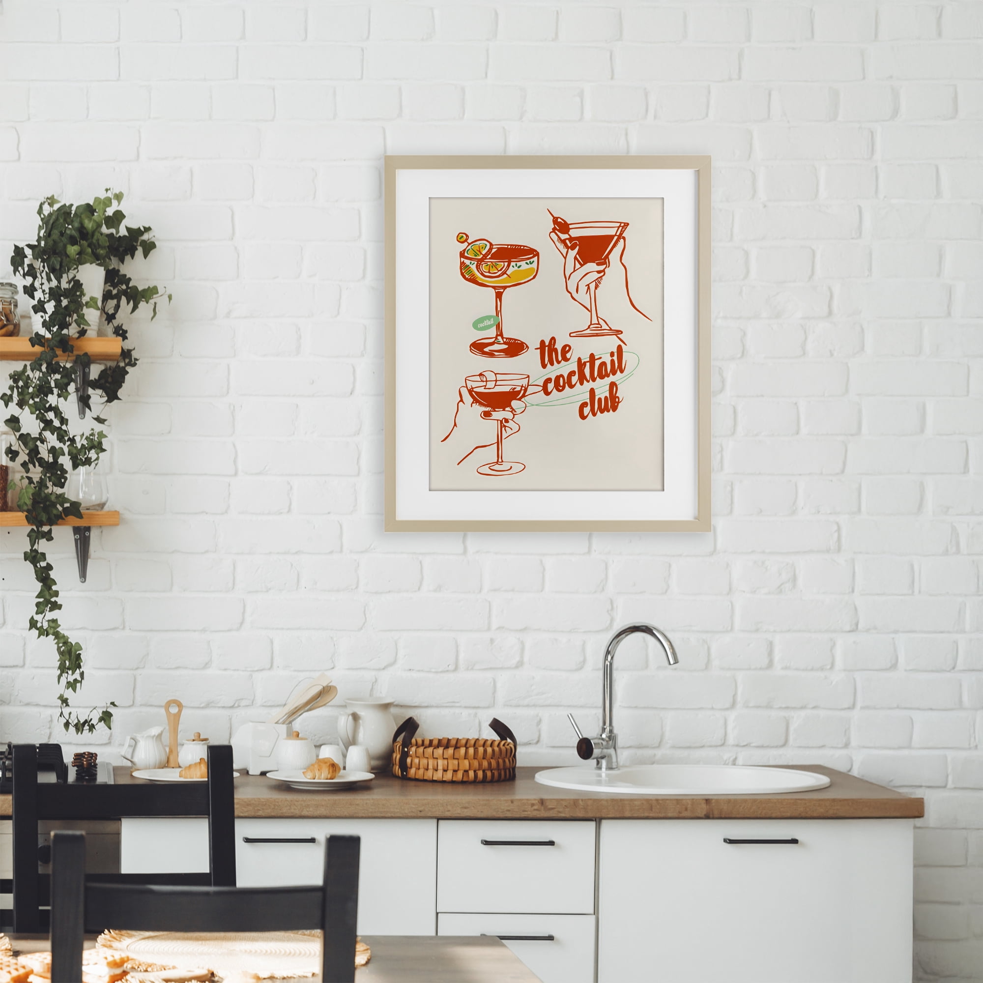 Stupell Industries Cocktail Club Toasting Glasses Birch Framed Print Under Glass, design by The Prints Vibe
