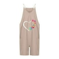 thumbnail image 3 of wycnly Jumpsuits for Women Dressy Loose Wide Leg Casual Pocket Spaghetti Strap Mini Jumpsuits Overalls Summer V-Neck Sleeveless Heart Print Short Formal Rompers Khaki xxl, 3 of 3