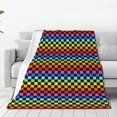 thumbnail image 1 of Balery Rainbow Chequerboard Manta de Felpa Suave y Acogedora – Cobija de Franela Aterciopelada para Cama, Lavable y Cálida para Sofá, Mascotas, Transpirable-50"x40", 1 of 7