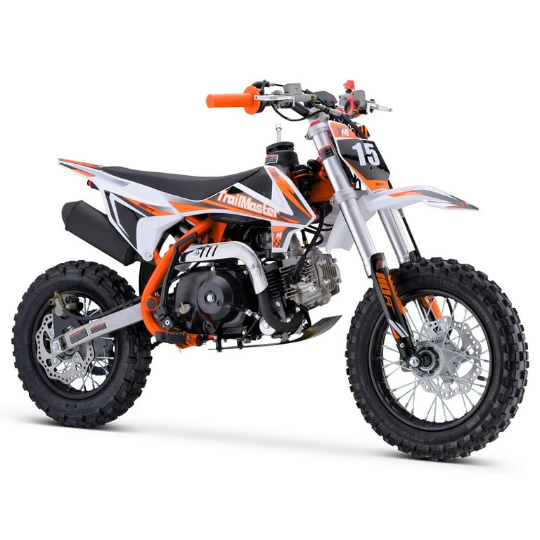 Trailmaster TM22 125cc Orange Dirt Bike, Kickstart Manual Clutch