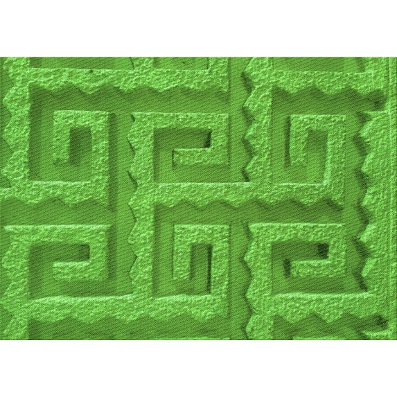 Ahgly Company Machine Washable Indoor Rectangle Transitional Dark Lime Green Area Rugs, 4' x 6'
