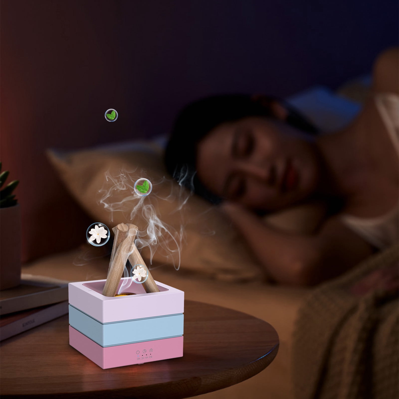 Daiosportswear USB Desk Aromatherapy Diffuser with 7-Color Gradient Flame, Air Humidifier, Small Appliance, Home Decor, Relaxation, office Use, Bonus Essential Oils