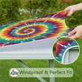 thumbnail image 6 of Colorful Rainbow Tie Dye Spiral Pattern Square Fitted Tablecloth with Elastic Edge,Square Table Cover,Washable Elastic Table Cover for Home Kitchen Party Decor 36"x36", 6 of 6