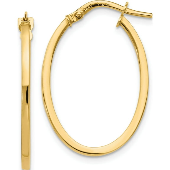 14k Yellow Gold Polished Oval Hoop (19x27mm) Earrings