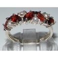 thumbnail image 2 of LBG British Made 14k White Gold Natural Garnet & Cultured Pearl Womens Eternity Ring - Size 9.25 - 33 size options, 2 of 6