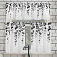 thumbnail image 2 of Alishomtll Kitchen Curtains and Valances Sets Grey Watercolor Leaves Print Kitchen Curtains 3 Piece Set 36 Inches Long,Rod Pocket, 2 of 8