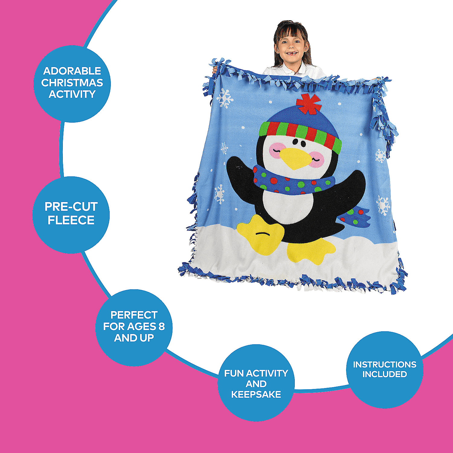Penguin fleece Throw Craft - Craft Kits - 1 Piece