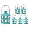 Kate Aspen Mini Decorative Lanterns - Set of 6 - Vintage Metal Lantern Candle Holders for Wedding Centerpiece, Home Decor and Party Favor (Blue)
